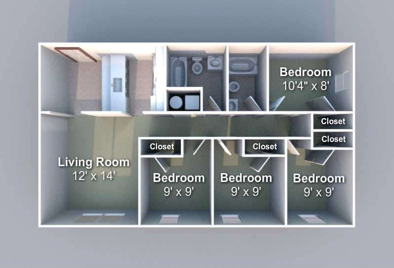 300 N. Salisbury 4 Bedroom Floor Plan Example Illustration